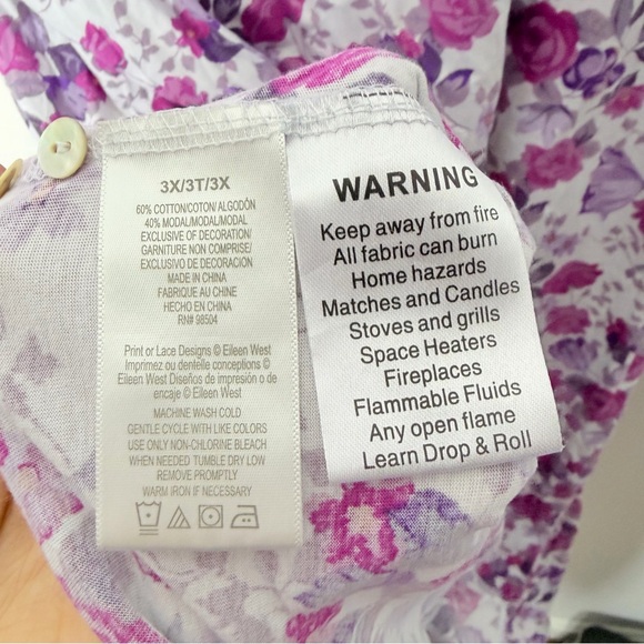 Eileen West Nightgown Floral Cotton Modal Ballet Pajama Size 3X 99 - Picture 6 of 9